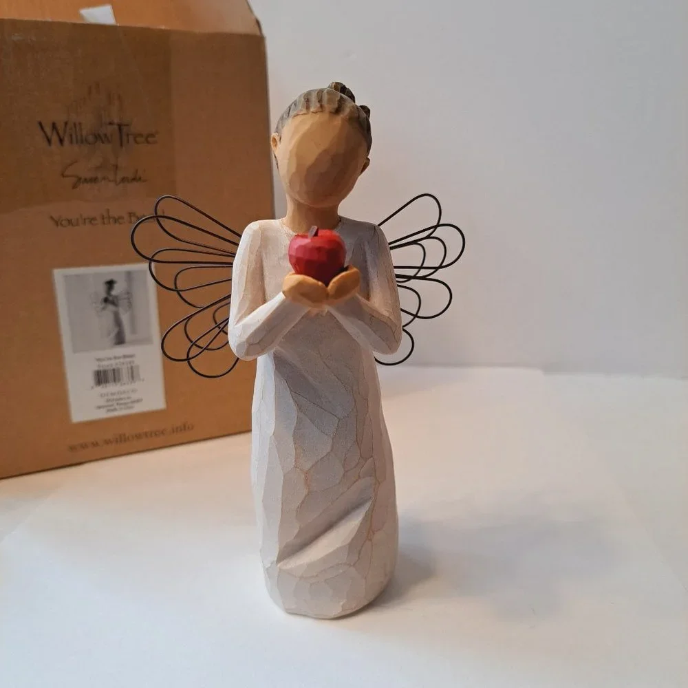 Willow Tree You're the Best Angel Figurine with Apple Box included Teacher Gift - Picture 13 of 13
